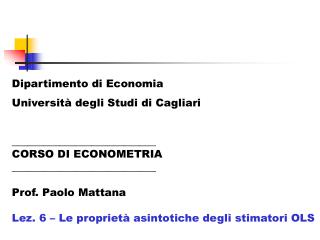 Dipartimento di Economia Università degli Studi di Cagliari ___________________________