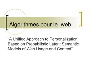 Algorithmes pour le web