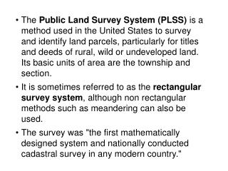 Cadastral Survey