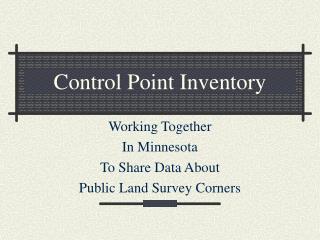 Control Point Inventory