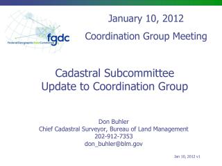 Cadastral Subcommittee Update to Coordination Group