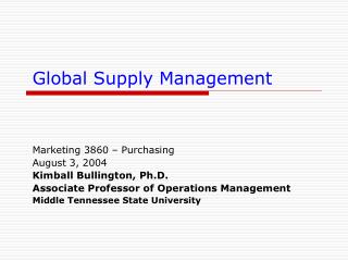 Global Supply Management