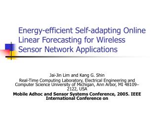 Energy-efficient Self-adapting Online Linear Forecasting for Wireless Sensor Network Applications