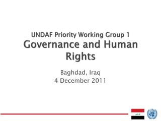 UNDAF Priority Working Group 1 Governance and Human Rights