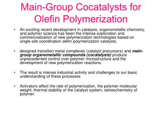 Main-Group Cocatalysts for Olefin Polymerization