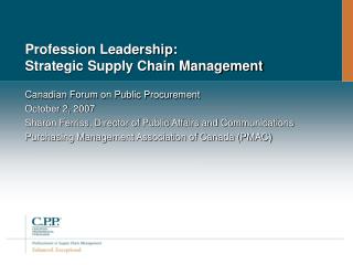 Profession Leadership: Strategic Supply Chain Management