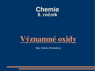Chemie 8. ročník