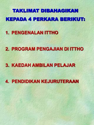 TAKLIMAT DIBAHAGIKAN KEPADA 4 PERKARA BERIKUT: