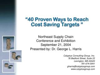 “40 Proven Ways to Reach Cost Saving Targets ”