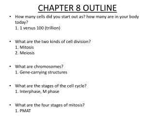 CHAPTER 8 OUTLINE