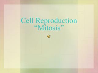 Cell Reproduction “Mitosis”