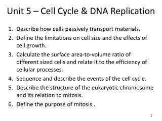 Unit 5 – Cell Cycle &amp; DNA Replication