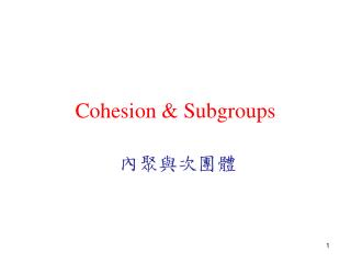 Cohesion & Subgroups