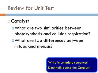 Review for Unit Test