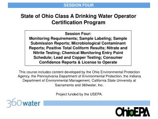 State of Ohio Class A Drinking Water Operator Certification Program