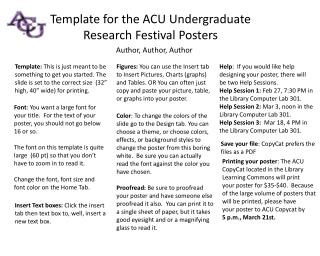 Template for the ACU Undergraduate Research Festival Posters