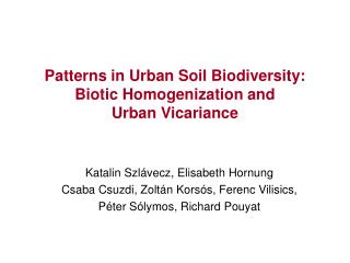 Patterns in Urban Soil Biodiversity: Biotic Homogenization and Urban Vicariance