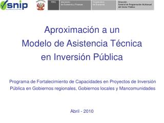 Aproximación a un Modelo de Asistencia Técnica en Inversión Pública