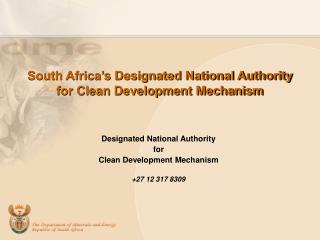 South Africa’s Designated National Authority for Clean Development Mechanism