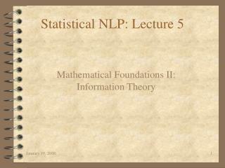 Statistical NLP: Lecture 5