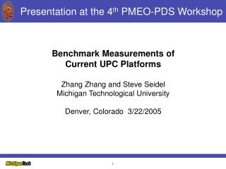Presentation at the 4 th PMEO-PDS Workshop