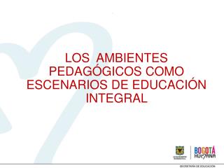 LOS AMBIENTES PEDAGÓGICOS COMO ESCENARIOS DE EDUCACIÓN INTEGRAL