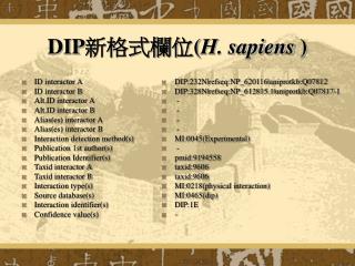 DIP 新格式欄位 ( H. sapiens )