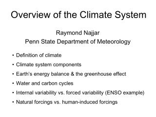 Overview of the Climate System