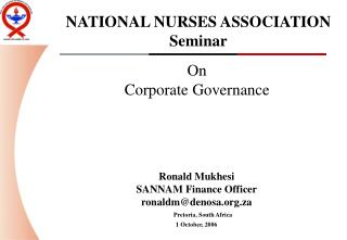 NATIONAL NURSES ASSOCIATION Seminar