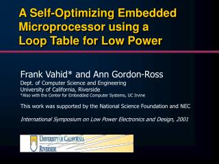 A Self-Optimizing Embedded Microprocessor using a Loop Table for Low Power