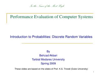 Performance Evaluation of Computer Systems