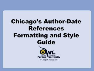 Chicago ’ s Author-Date References Formatting and Style Guide