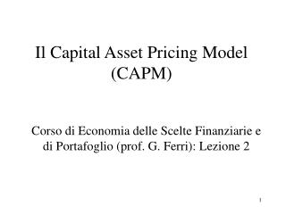 Il Capital Asset Pricing Model (CAPM)