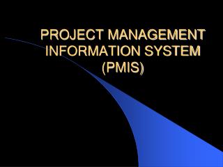 PROJECT MANAGEMENT INFORMATION SYSTEM (PMIS)