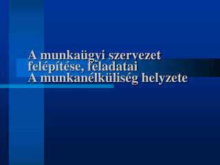 A munkaügyi szervezet felépítése, feladatai A munkanélküliség helyzete