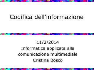 Codifica dell’informazione