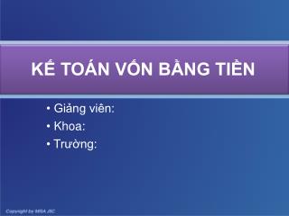 KẾ TOÁN VỐN BẰNG TIỀN