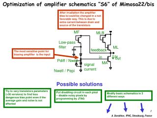 Optimization of amplifier schematics “S6” of Mimosa22/bis