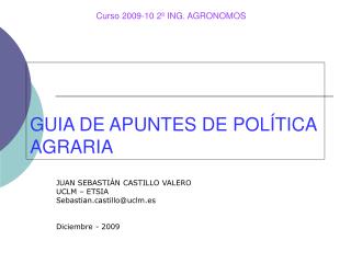 GUIA DE APUNTES DE POLÍTICA AGRARIA