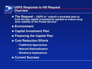 USPS Response to Hill Request Overview