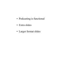 Podcasting is functional Extra slides Larger format slides