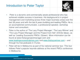 Introduction to Peter Taylor