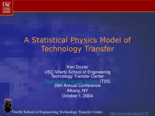 A Statistical Physics Model of Technology Transfer