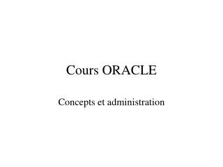 Cours ORACLE