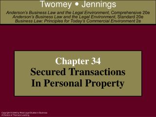 Chapter 34 Secured Transactions In Personal Property