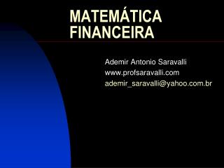 MATEMÁTICA FINANCEIRA