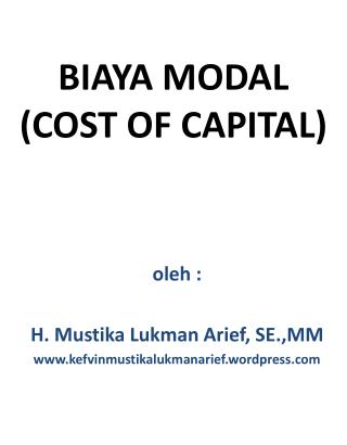 BIAYA MODAL (COST OF CAPITAL)
