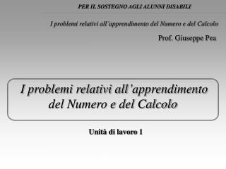 I problemi relativi all’apprendimento del Numero e del Calcolo