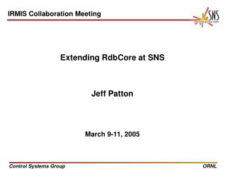 Extending RdbCore at SNS