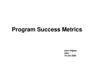 Program Success Metrics